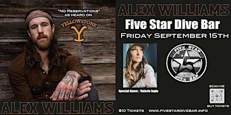 Alex Williams  Sept 15th with Special Guest Valerie Ingle primary image