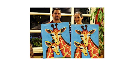 Primaire afbeelding van Giraffe Family-Glow in dark, 3D, Acrylic or Oil-Canvas Painting Class