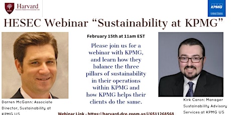 HESEC Webinar: "Sustainability at KPMG" primary image