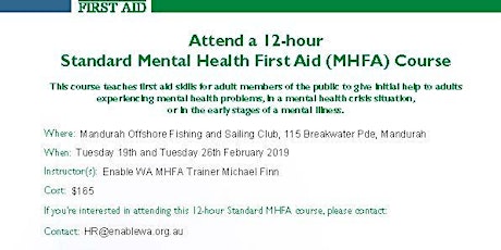 Mental Health First Aid Training - External Members Mandurah primary image