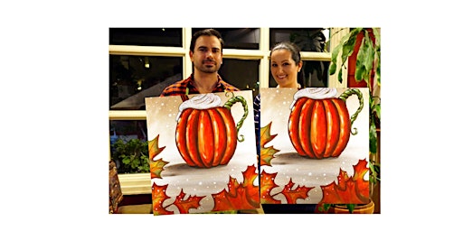 Imagem principal do evento Pumpkin Spice Coffee-Glow in dark, 3D, Acrylic or Oil-Canvas Painting Class