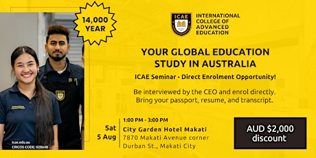 Study and Work in Australia: ICAE Seminar - Direct Enrolment Opportunity primary image