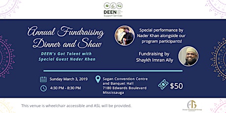 Annual Fundraising Dinner and Show: DEEN's Got Talent with Special Guest Nader Khan primary image