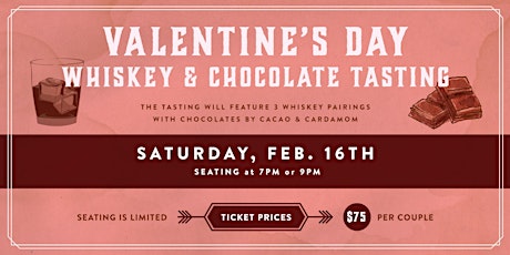 Valentine's Day Whiskey & Chocolate Tasting with Cacao & Cardamom primary image