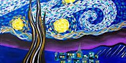Imagem principal do evento Starry night-Glow in dark, 3D, Acrylic or Oil-Canvas Painting Class