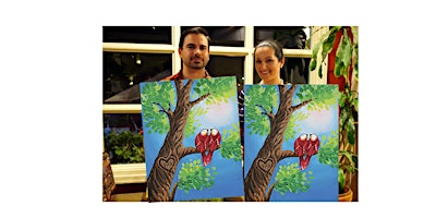 Imagen principal de Summer Love Birds-Glow in dark, 3D, Acrylic or Oil-Canvas Painting Class