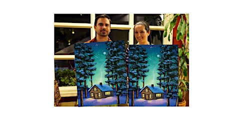 Warm Winter Cabin-Glow in dark, 3D, Acrylic or Oil-Canvas Painting Class