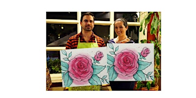 Imagem principal do evento Watercolor Rose-Glow in dark, 3D, Acrylic or Oil-Canvas Painting Class