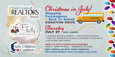 Imagen principal de Christmas in July Shopping Extravaganza  & Back to School Donation Drive
