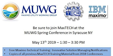 MaxTECH - Maximo Technical User Group - MUWG - Hemlock Room primary image