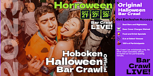 Primaire afbeelding van 2023 Official Halloween Bar Crawl Hoboken's Biggest Bar Event 3 Dates