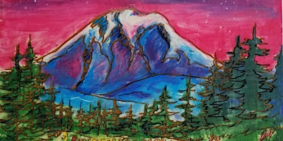 Painting Class: Mt. Rainier on Laser Etched Wood Panel  primärbild