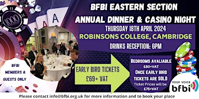 Primaire afbeelding van BFBi Eastern Section Annual Dinner & Casino Evening