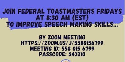 Imagen principal de Friday Toastmaster Meeting