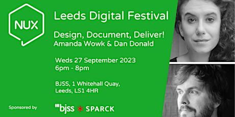 Primaire afbeelding van NUX Leeds - Design, Document, Deliver - LDF Event - Weds 27 Sept '23