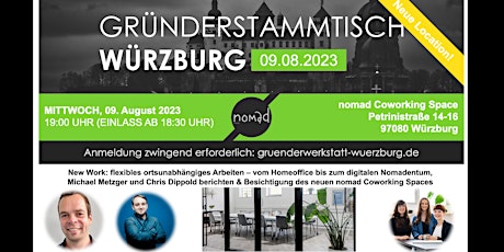 Hauptbild für Gründerstammtisch Würzburg 09. August 2023