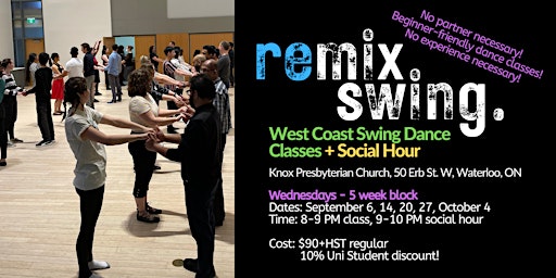 Beginner-friendly West Coast Swing dance classes primary image