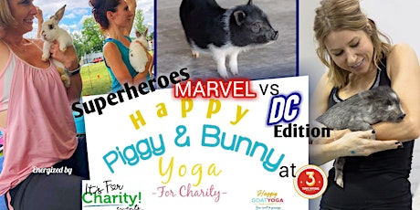 Happy Piggy & Bunny Yoga: Marvel vs. DC Edition! at 3 Nations Brewing primary image