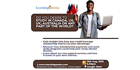 Study In Canada, USA, UK, Australia and anywhere else in the world.