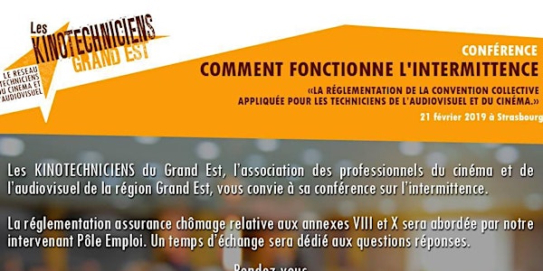 Comment fonctionne l'intermittence [Conférence à Strasbourg]