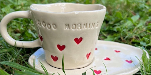 Image principale de Pottery Workshop - Loving Hearts Cup and Saucer - Gold Coast