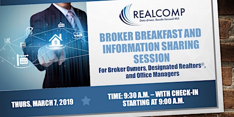 Realcomp Broker Breakfast-Thursday, March 7, 2019 - check-in begins at 9:00 a.m. primary image