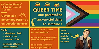 Hauptbild für Queer Time au Bonjour Madame - 9 avril