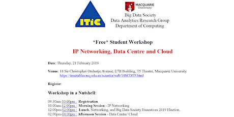 MQ&ITIC Free Student Workshop: IP Networking, Data Centre and Cloud primary image