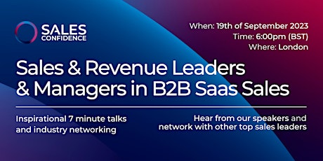 Imagen principal de B2B SaaS Sales & Revenue Leaders & Managers | with Sales Confidence
