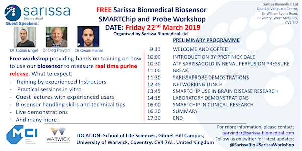 Application to attend - FREE Sarissa Biomedical Biosensor  Workshop