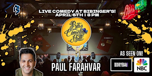 Imagem principal do evento Bib's Comedy Hall | Paul Farahvar | Bibinger's Comedy Show| April 6th