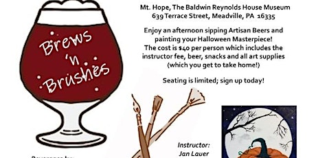 Imagen principal de Brews & Brushes- A Paint and Sip Class at the Baldwin-Reynolds House