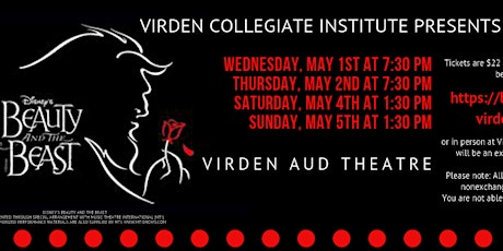 Wednesday, May 1st - Beauty and the Beast at Virden AUD Theatre primary image