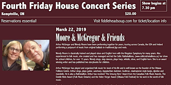 Fourth Friday House Concert - Arthur McGregor & Friends