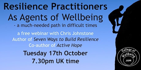 Free webinar - Resilience Practitioners as Agents of Wellbeing primary image