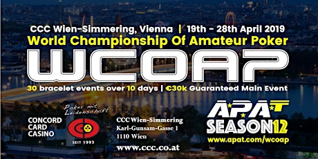 APAT WCOAP 2019 (CCC Vienna, Austria) #4.1d Main Event Seat Reservation