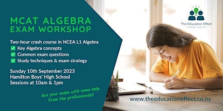 NCEA Level 1 MCAT Algebra Exam Workshop (Afternoon session) primary image
