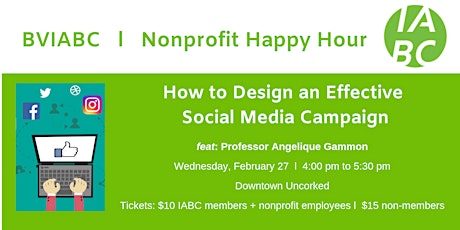 BVIABC | Nonprofit Happy Hour | How to Design an Effective Social Media Campaign feat. Professor Angelique Gammon primary image