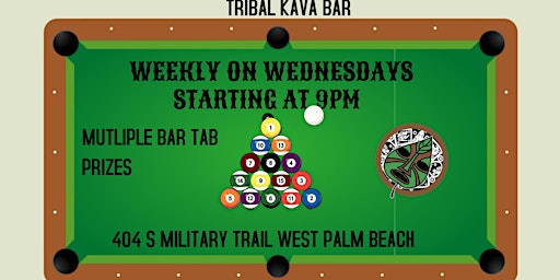 Imagen principal de WEEKLY POOL TOURNAMENT AT TRIBAL KAVA BAR WEST PALM BEACH