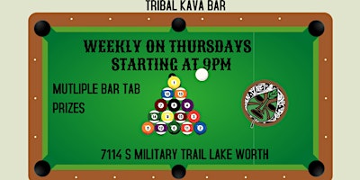 Primaire afbeelding van WEEKLY POOL TOURNAMENT AT TRIBAL KAVA SOUTH