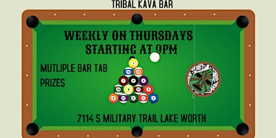 Imagem principal de WEEKLY POOL TOURNAMENT AT TRIBAL KAVA SOUTH