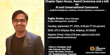 Chapter Open house, Award ceremony, and talk AI and Conversational Commerce primary image