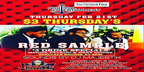 $3 Thursday's featuring "Red Sample" R&B Band primary image