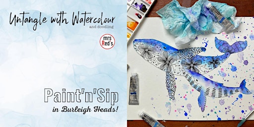Watercolour & Doodling Paint'n'Sip Art Class in Burleigh on the Gold Coast! primary image