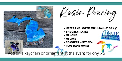 Imagen principal de Sebewaing Resin Pour Upper/Lower Michigan (225+ Shapes to Choose From)