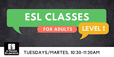 IN PERSON: ESL Level I (Morning session) primary image