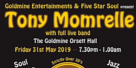 Tony Momrelle & Full band Live in concert at 5 Star Soul at the Goldmine Orsett Hall primary image