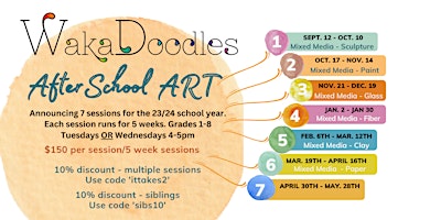 Primaire afbeelding van WakaDoodles After School: Tuesdays Session 7