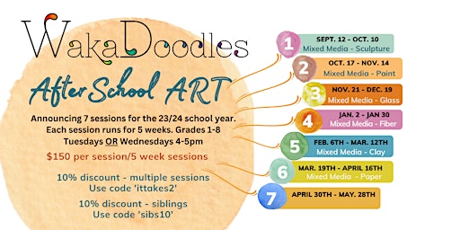 Primaire afbeelding van WakaDoodles After School: Wednesdays Session 7