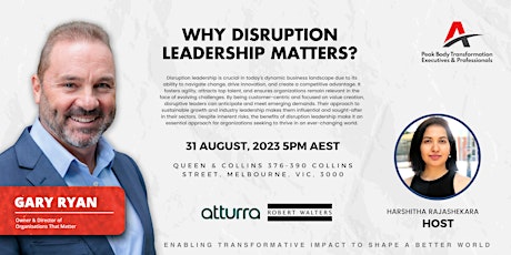 Why Disruption Leadership Matters? AusTTA VICTORIA CHAPTER IN-PERSON EVENT primary image